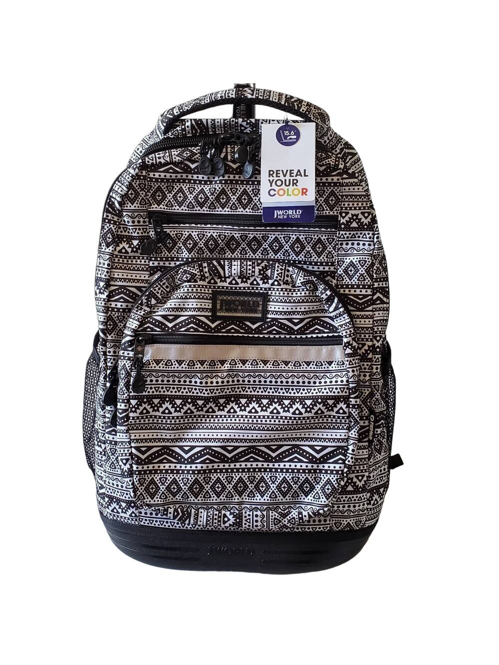 J World Sundance 20" Rolling Backpack Carry On Laptop Sleeve Black Tribal New